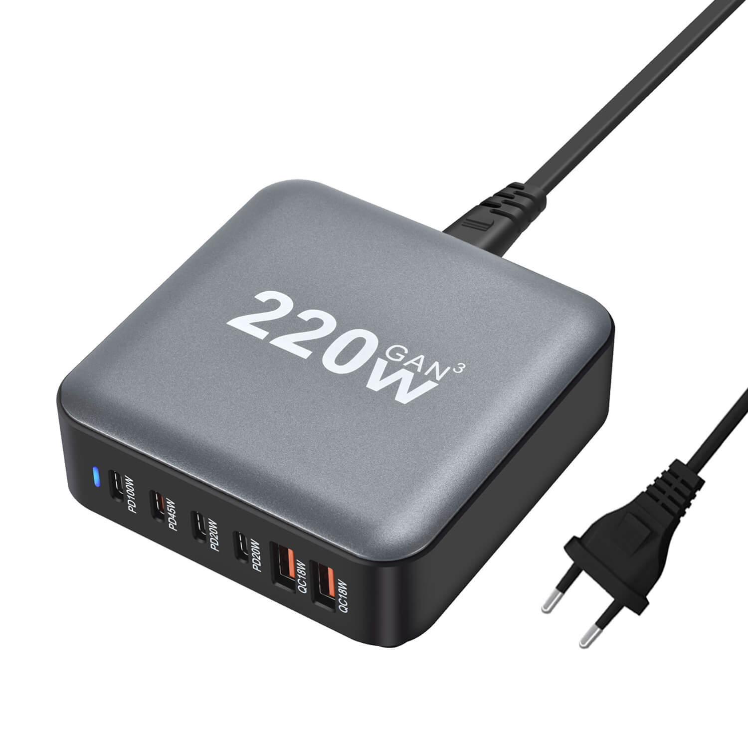 220W USB-A, USB-C Ultra-fast GaN Wall Charger PD220AC - Image 3